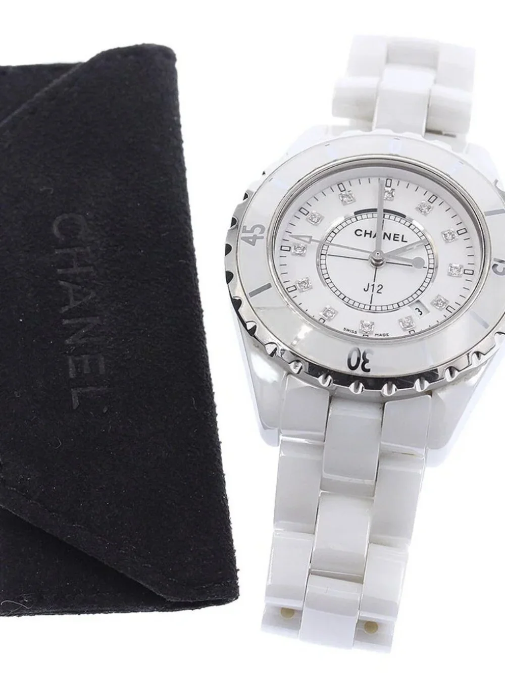 CHANEL J12 H1628 White ceramic 12P diamond white Dial Quartz Ladies Watch_967163